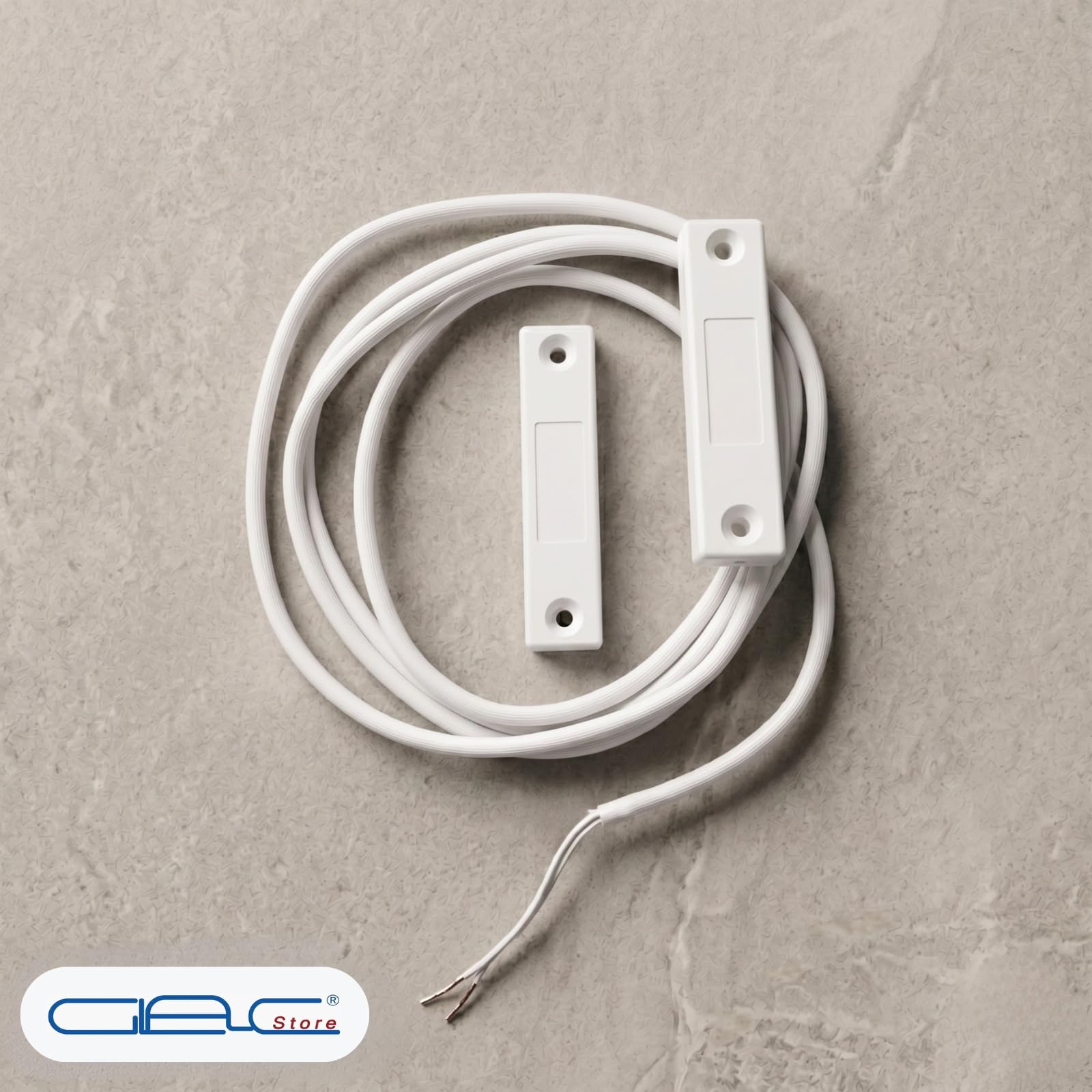 Contatto Magnetico Bianco a Scomparsa Universale 53mm per ogni tipo di Centrale Allarme Antifurto Cablato per Infissi Porta Filo Lungo 85 cm