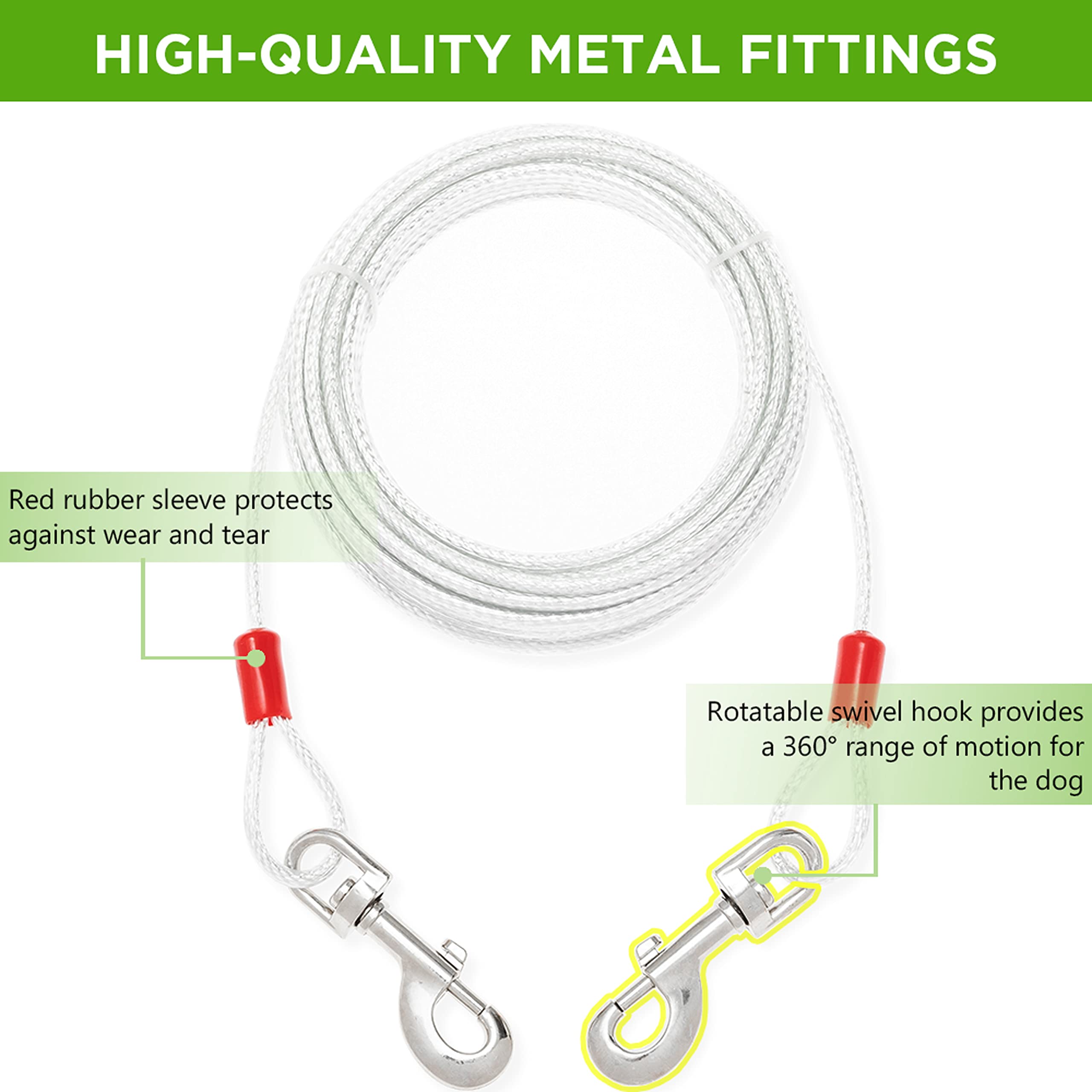 Hundeleine Mit Erdspirale – 6,1 M Lange Laufleine Mit Robustem Pfahl, Reflektierend, Für Camping & Strand Bis 56,7 Kg