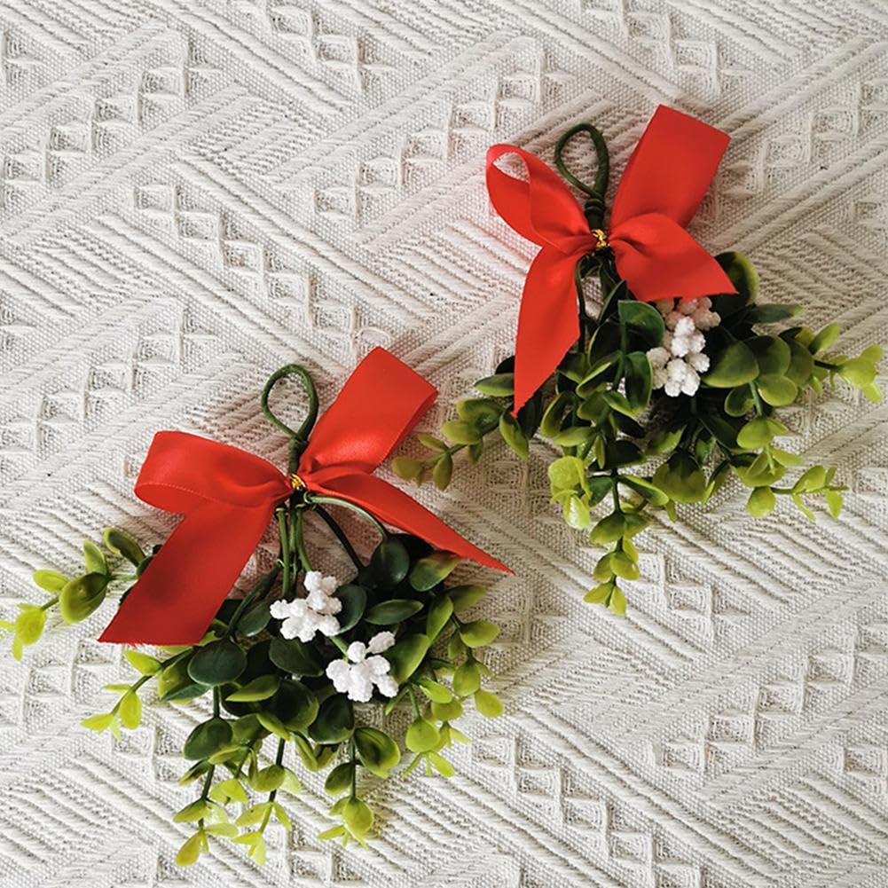 Ercheng 6 piante artificiali di vischio, 20 cm di vischio natalizio da appendere, piante finte da appendere con frutti di bosco per decorazioni