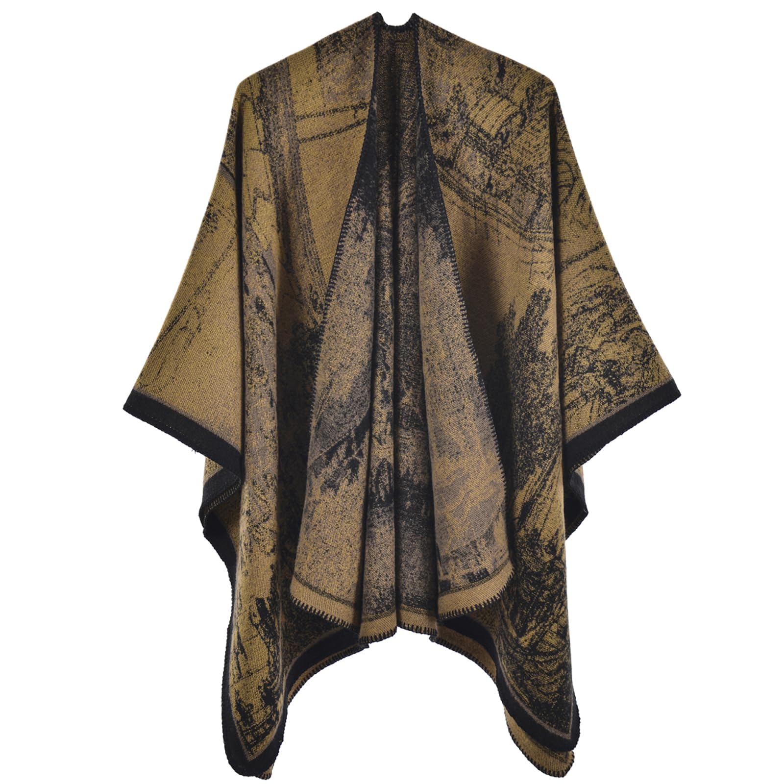 Lacavocor Women's Warm Shawl Wrap Cape Winter Cardigan Sweaters Open Front Poncho