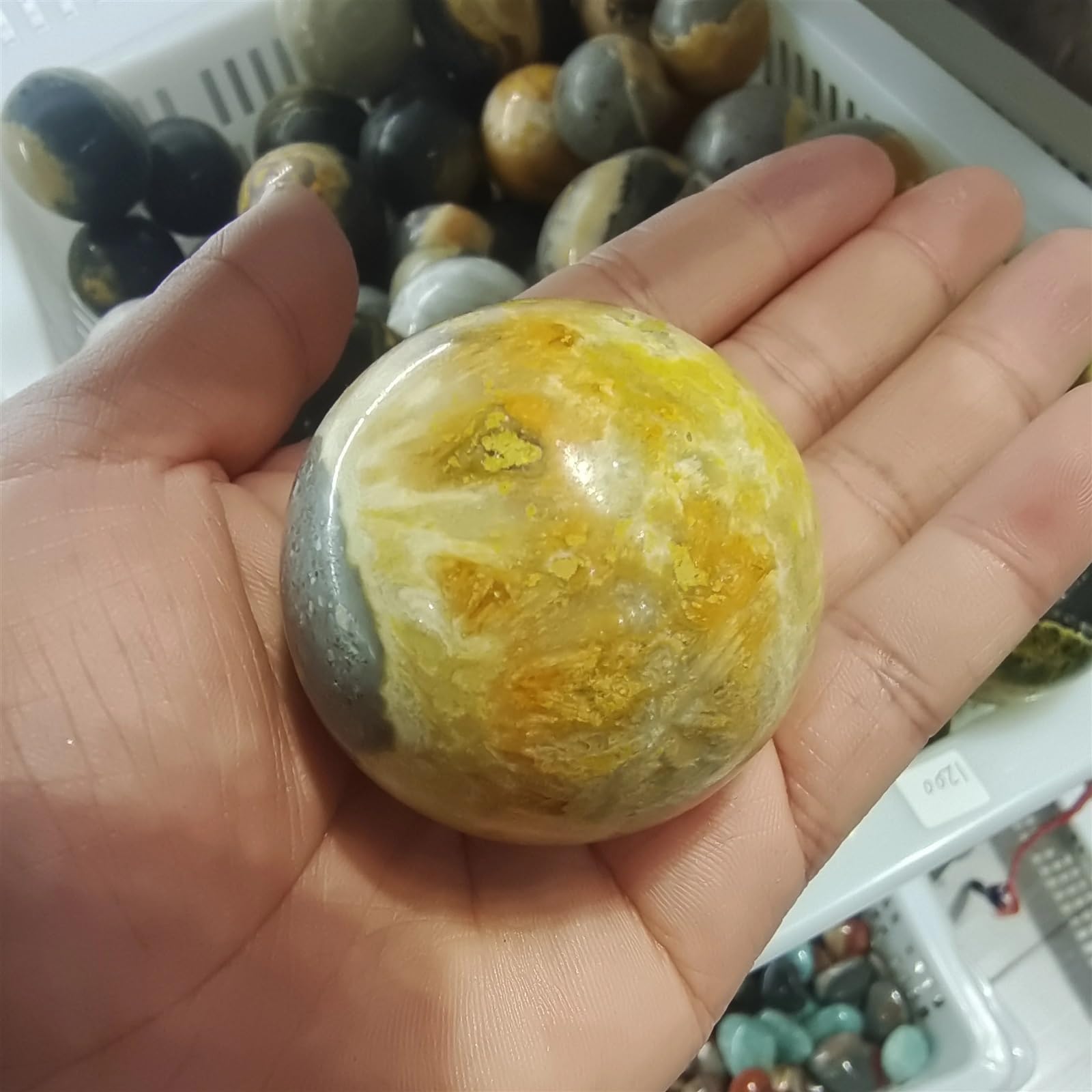 AARTERZZA Sphere Ball,Yellow Gemstone Crystal Crafts for Decoration Ornaments (Size : 70-80mm)