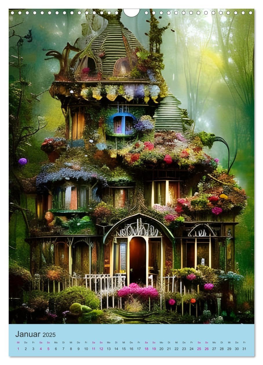 Wo die Feen wohnen (Wandkalender 2025 DIN A3 hoch), CALVENDO Monatskalender: Fantasy-Architektur aus der KI (CALVENDO Kunst)