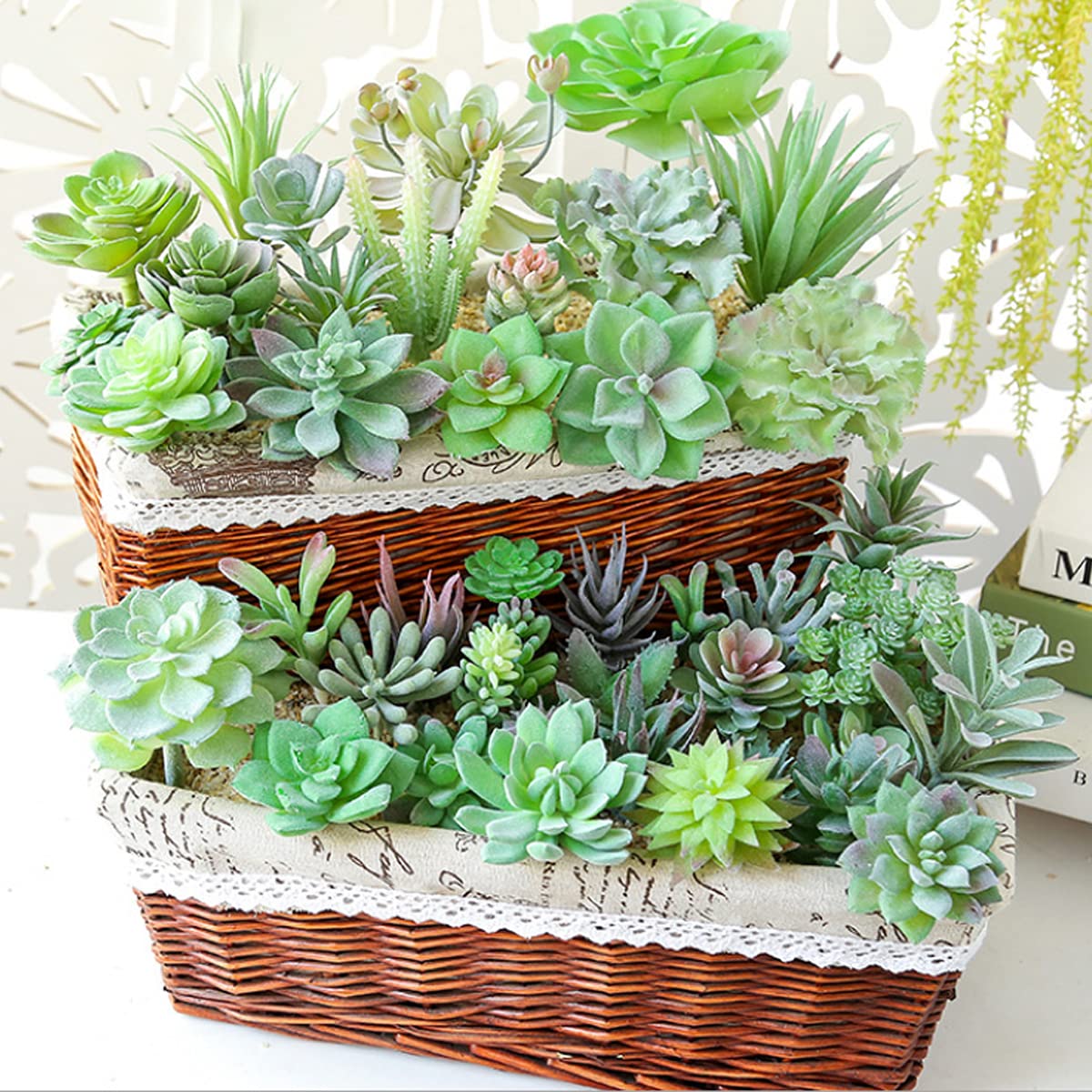 Amazon｜Cayway 人工多肉植物 14個 グリーン フェイク多肉植物
