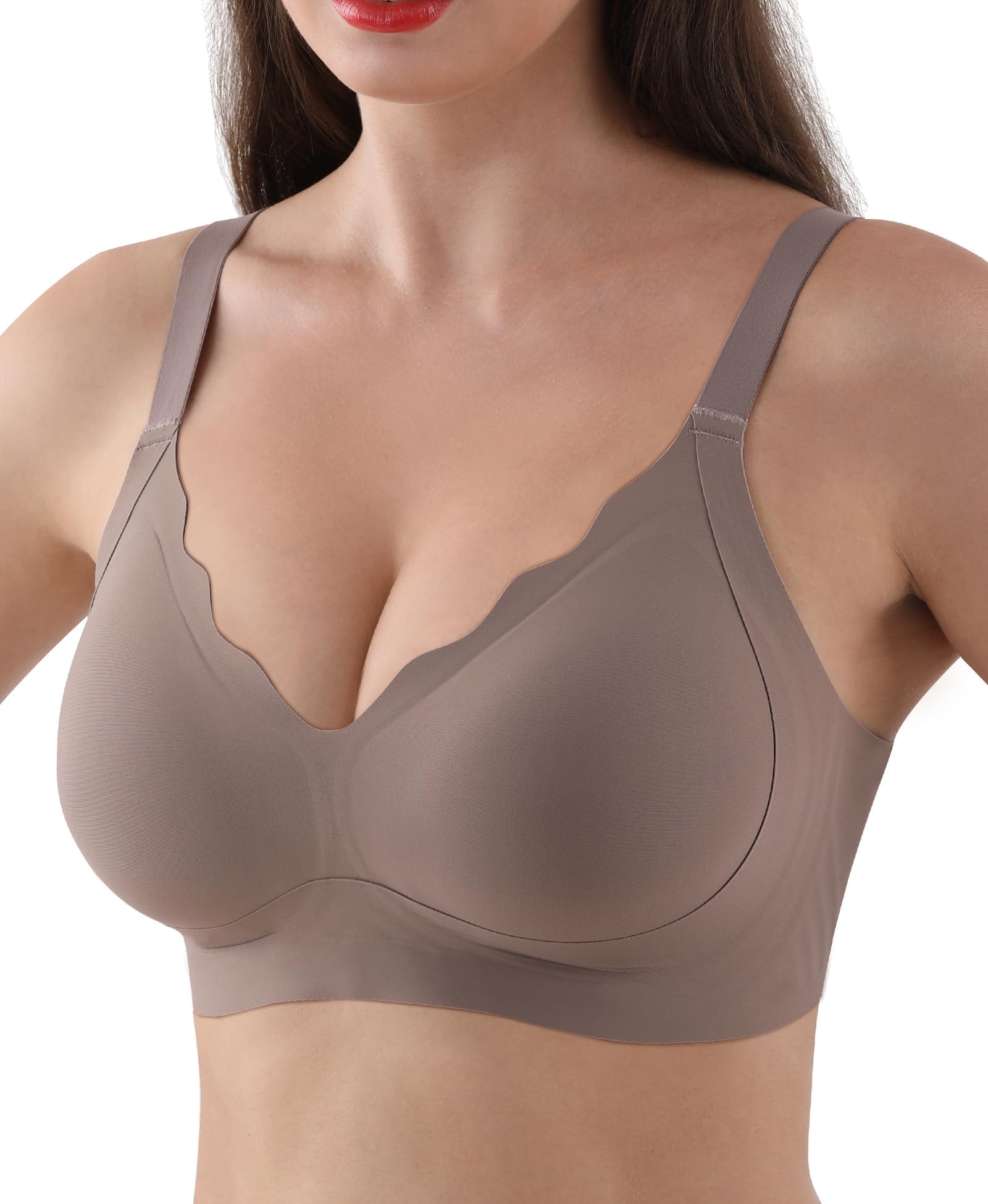 Women's Bra Without Underwire Seamless Bra Comfortable Soft Smooth Non-Wired Bra Padded Bustier Soft Bra V-Neck Bralette