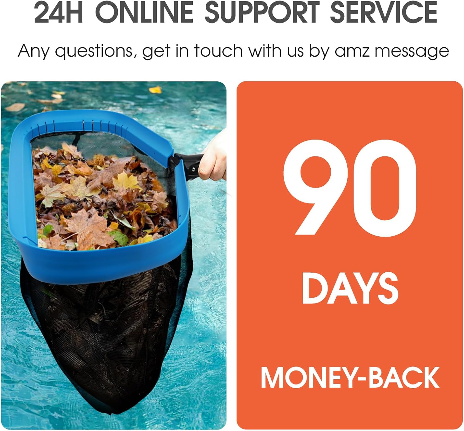 TidyMister Upgraded Full Double Layer Pool Net Rake,17.5'' - Outer Heavy Duty Self-Repair Net & Inner Fine Mesh Net for Particle Debris, Above Ground & In-ground Swimming Pools, No Poles