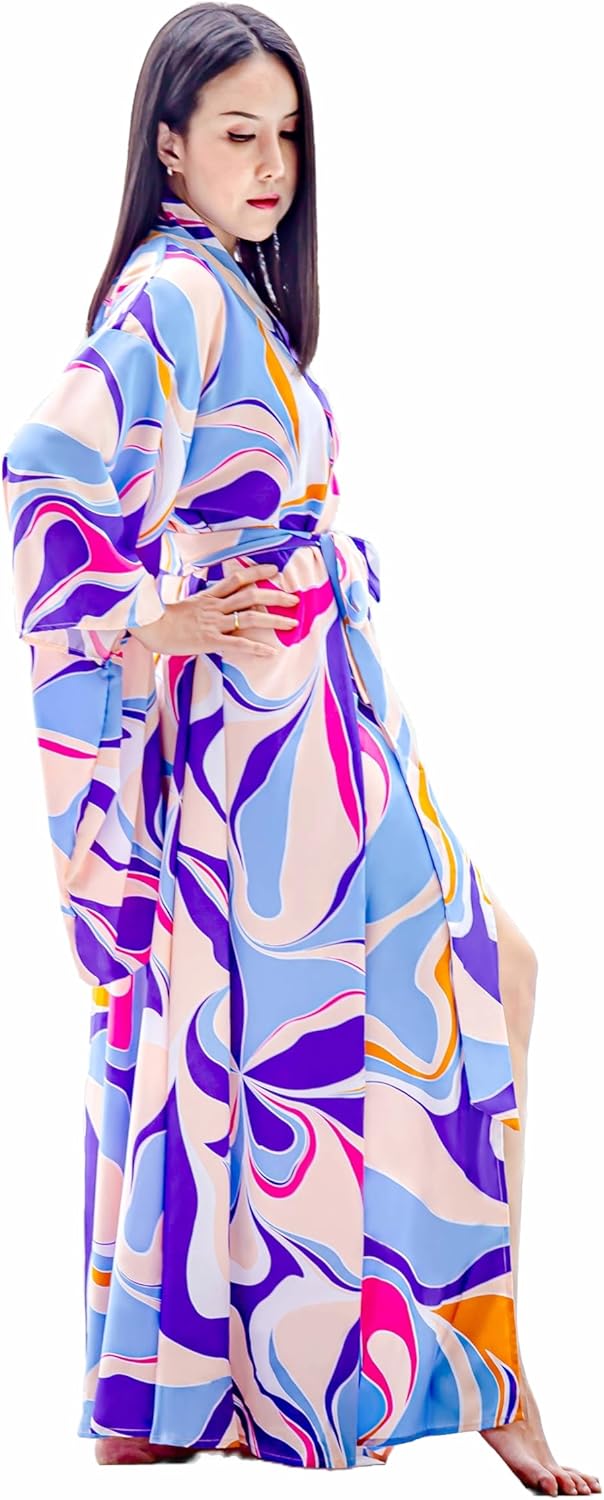 Na'Rak Women's Kimono Robe, Yukata Style Long Soft Loungewear Luxury Dressing Gown