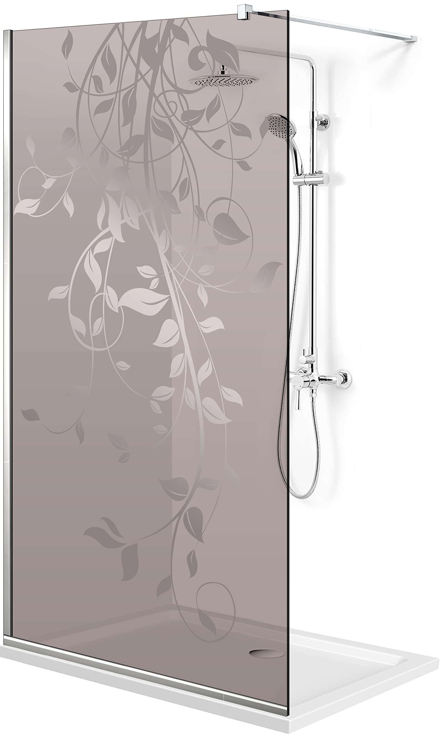 Aqua Roy Modell INOX Tanz 100 cm ab 70/80/90/100/110/120 Duschabtrennung Bronze Glasscheibe 8 mm transparent Nano beschichtet sandgestrahlt Muster Edelstahl (100x195 cm)