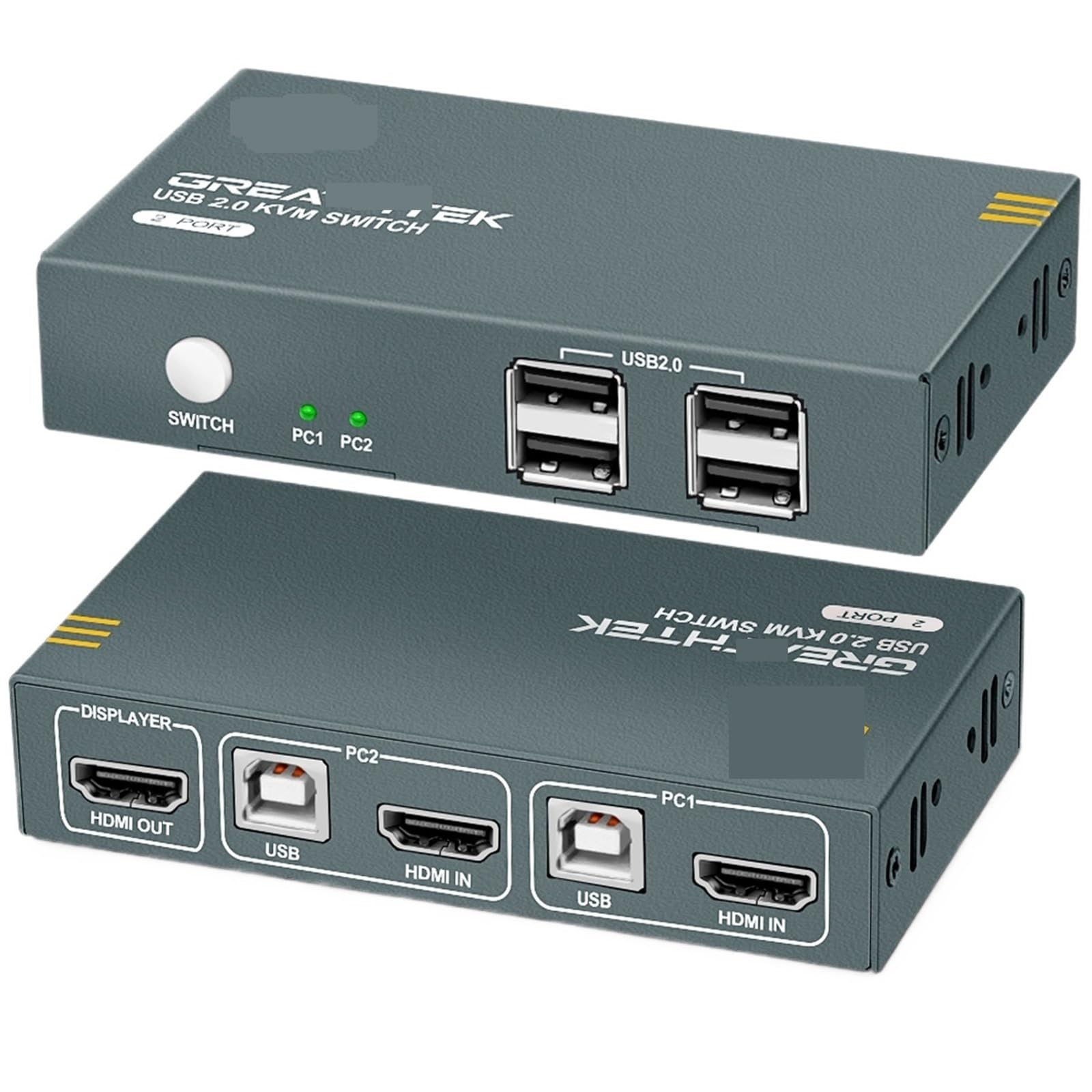 Switch KVM HDMI 4K ultra HD avec concentrateur USB 3 ports pour 2 PC