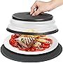 MAGJIUKE Microwave Splatter Cover & Silicone Mat – Collapsible, Vented, Reusable Food Guard and Plate Cover with Heat-Resistant Trivet for Pots, Pans, and Kitchen Counter, Black