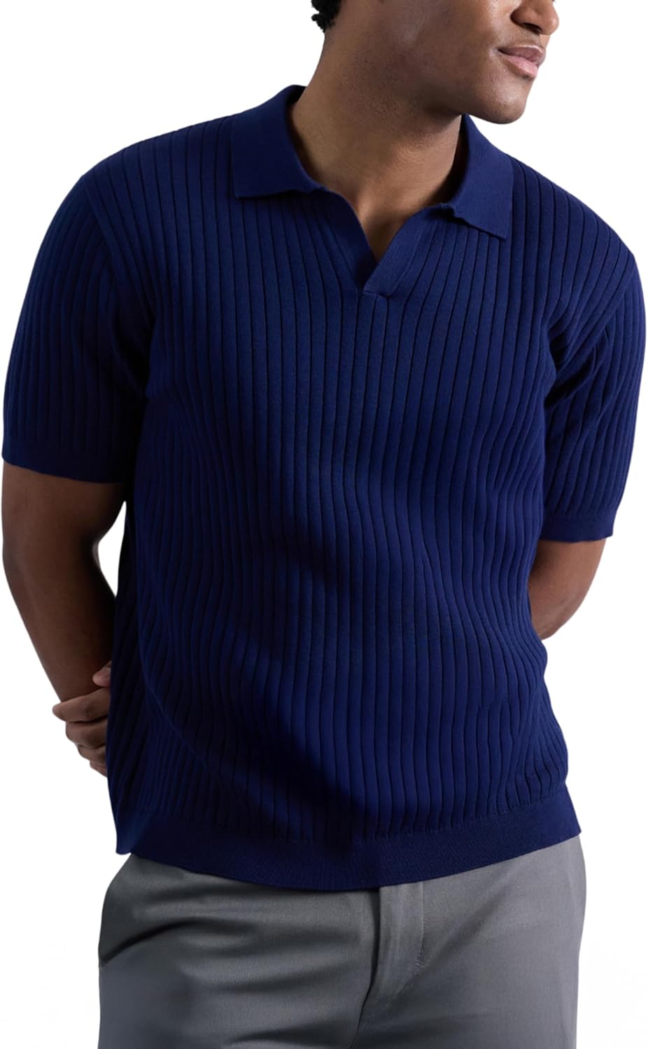Haggar Men's Premium Ribbed Knit Short Sleeve Sweater Polo Shirt – Regular and Big & Tall Sizes