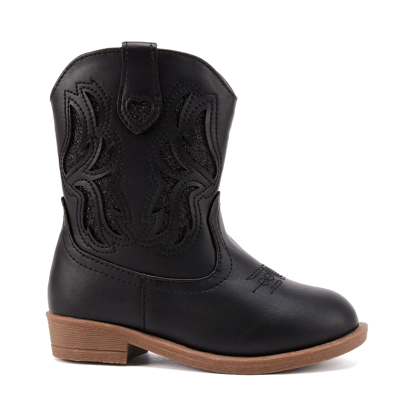 BMCiTYBM Toddler Little Girls Cowboy Cowgirl Boots Kids Pointed Toe Western Boots Mid Calf Side Zipper Riding Shoes for All Seasons Black Size 6 Toddler