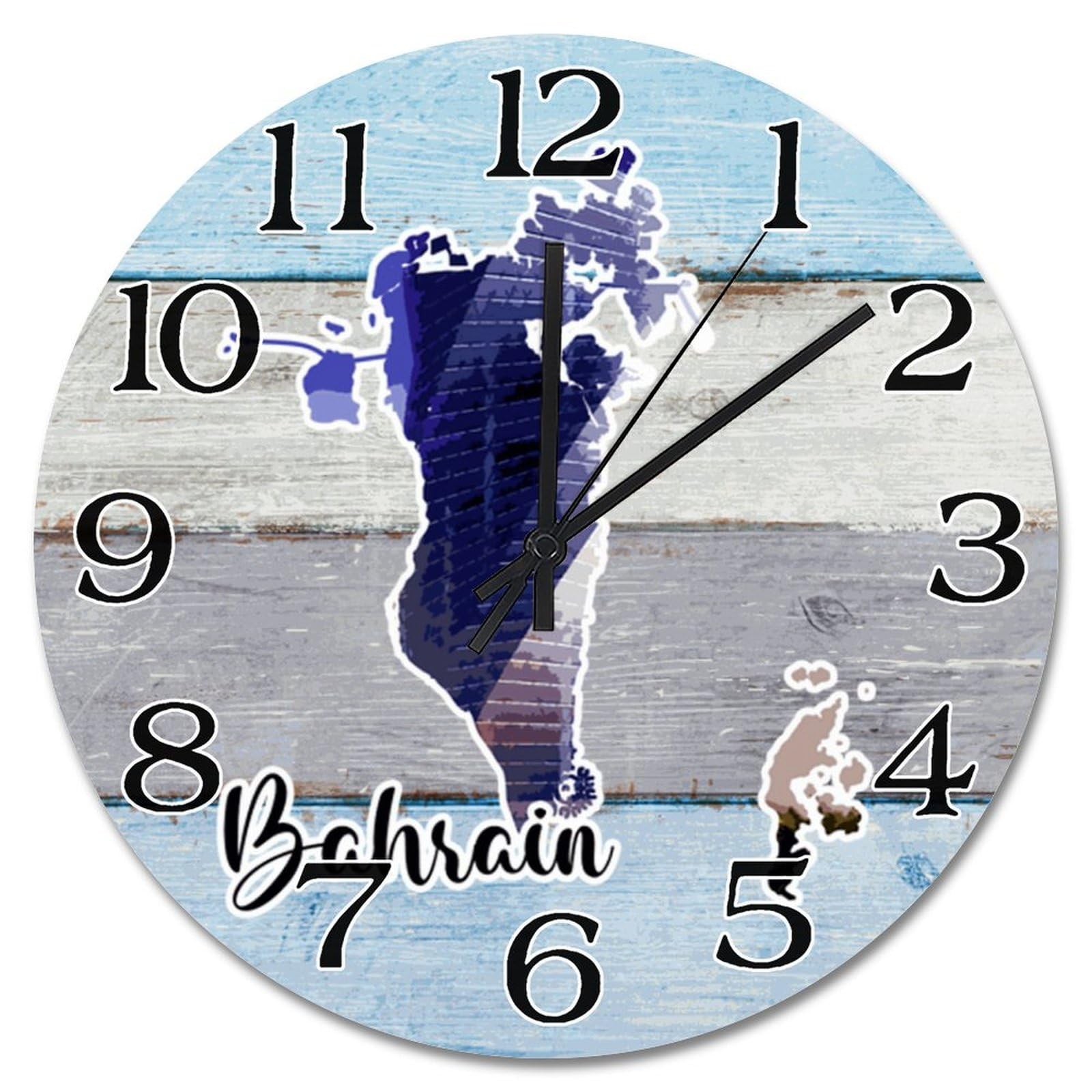 Grande horloge murale silencieuse de voyage 38 cm carte de Bahreïn