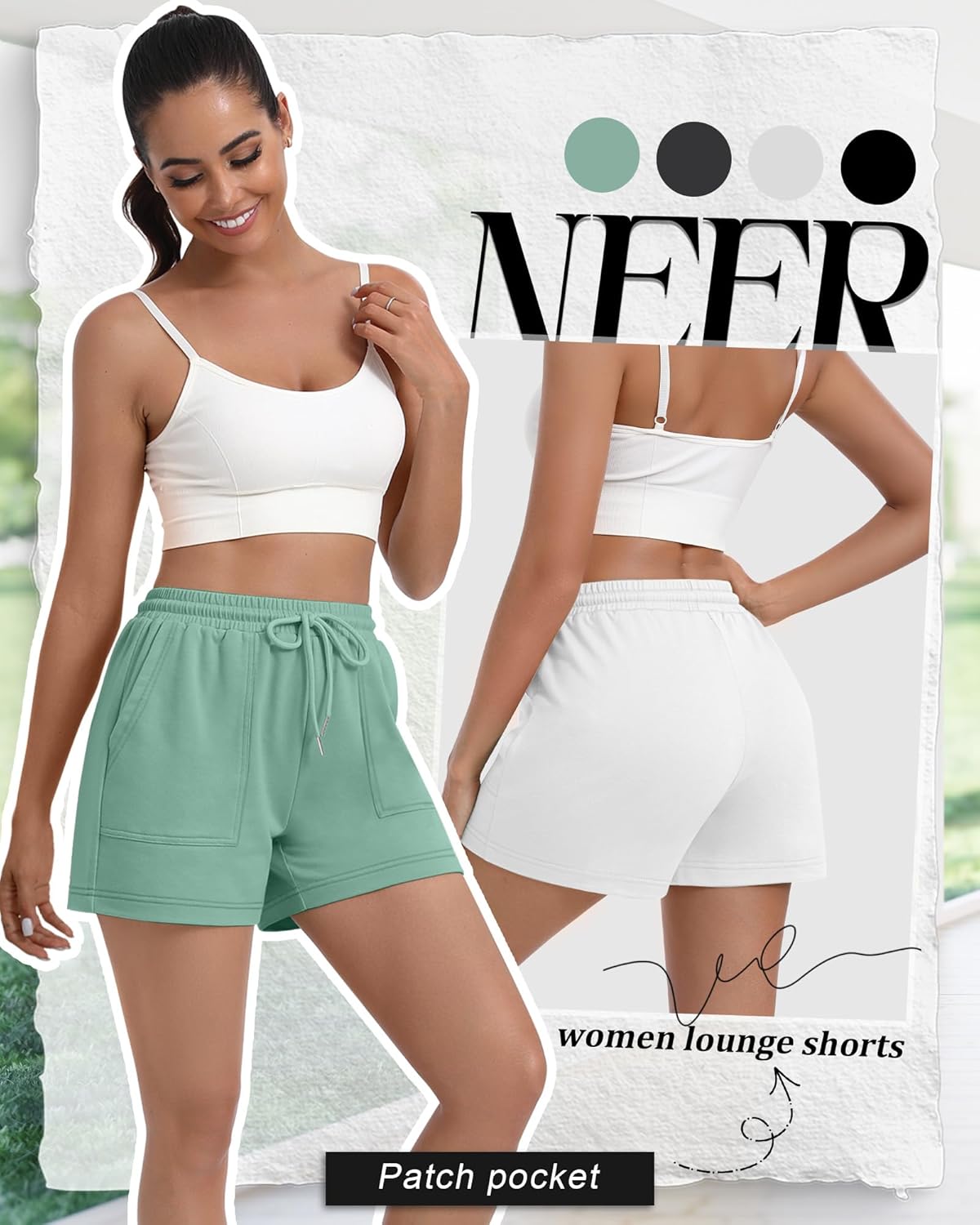 Neer 4 Pack Womens Sweat Shorts Cotton Casual Lounge Drawstring High Waist Summer Loose Elastic Athletic Shorts with Pocket - Image 6