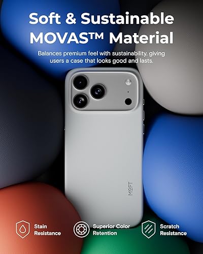 Miniatura 3 de MOFT MOVAS - Funda a presión para iPhone 17 Pro Max, compatible con MagSafe, piel vegana suave al tacto, diseño minimalista clásico, ligera,