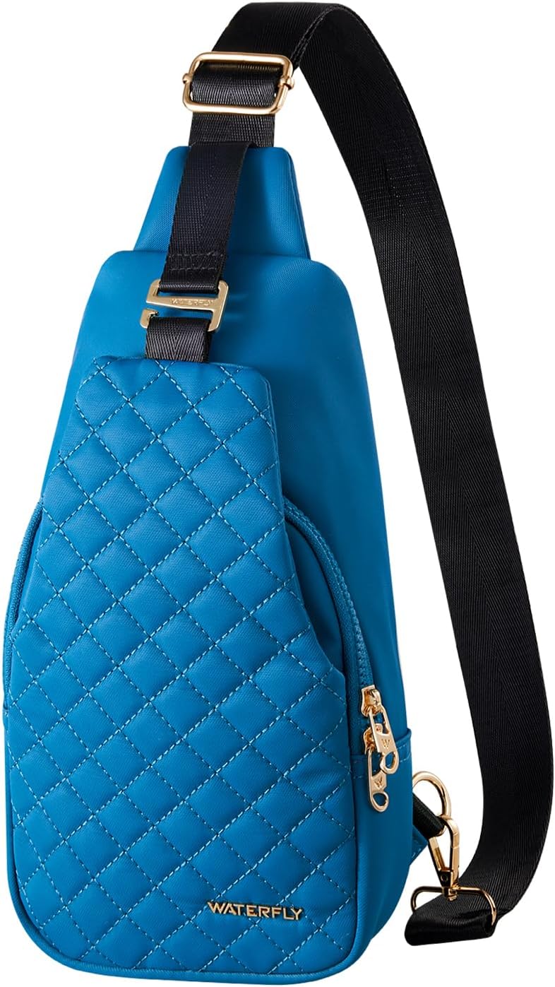 WATERFLY Small Crossbody Sling Backpack: Fashion Chest Crossbody Bag for Women Men Anti Theft Stylish Casual Daypack Trendy Travel Bags Lake Blue
