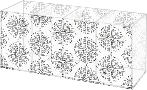 Black Floral Acrylic Brush Holder With 4 Compartments Hair Product Organizer Bookmark Storage Vanity Desk Accessories Organizador De Lapices