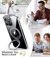 Vista 3 de TORRAS Magnetic Ostand for iPhone 15 Pro Max Case, [Military Grade Drop Tested][Compatible with MagSafe][Build in Kickstand] Clear Slim Hard Back