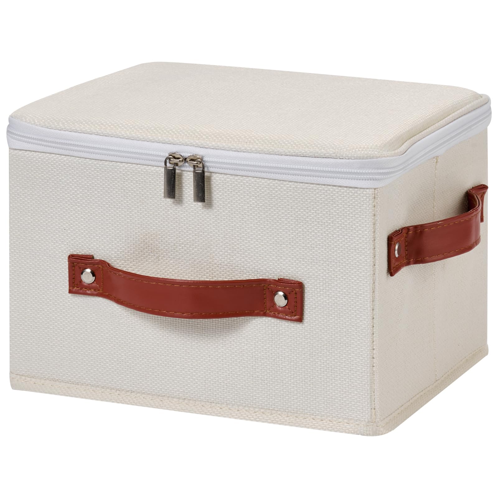Storage Bin Box with Zippered Lid Decorative Collapsible Basket