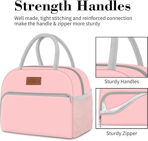 Miniatura 5 de Coobiiya Bolsa de almuerzo para mujeres y hombres, bolsa de picnic reutilizable con aislamiento, 10.8 pulgadas de largo x 6.3 pulgadas de ancho x