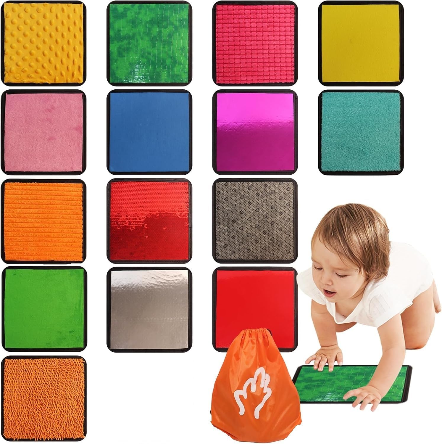Sensory Mats for Autistic Children, 15 PCS Sensory Tiles for Toddlers, Sensory Wall Panel for Kids, Sensory Toys for Autism Classroom, Special Education Sped Classroom Must Haves(Square)