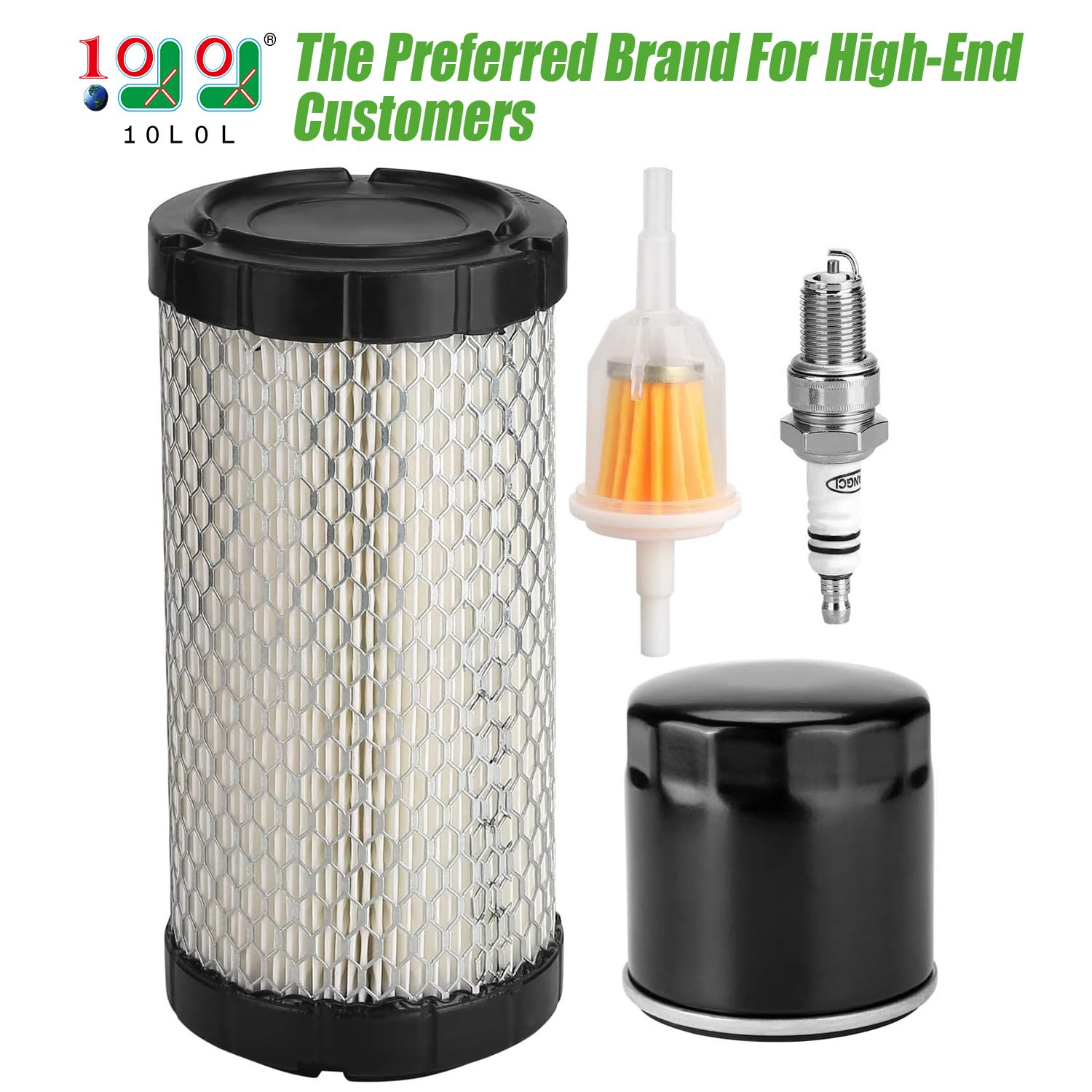 10L0L Golf Cart Tune Up Kit for EZGO RXV 2008-up & TXT 2010-Up Gas Models with 4 Cycle Kawasaki 13.5 hp Engines, Upgraded Air Filter Oil, Fuel Filter Spark Plug Engine Maintenance Kit for EZGO