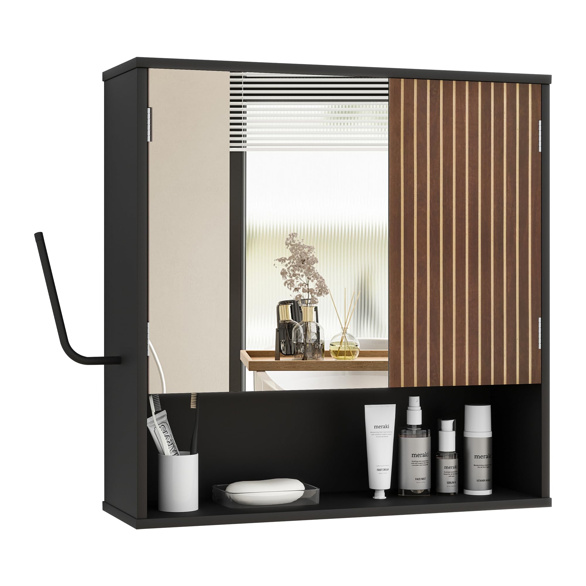 Bathroom Cabinet with Mirror & LED, Wall Mounted Bathroom Cabinet
