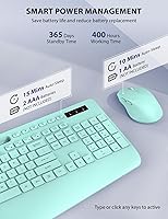 Vista 5 de Combo de teclado y mouse inalámbricos, teclado ergonómico de tamaño completo con reposamuñecas, soporte para teléfono, modo de suspensión, combo