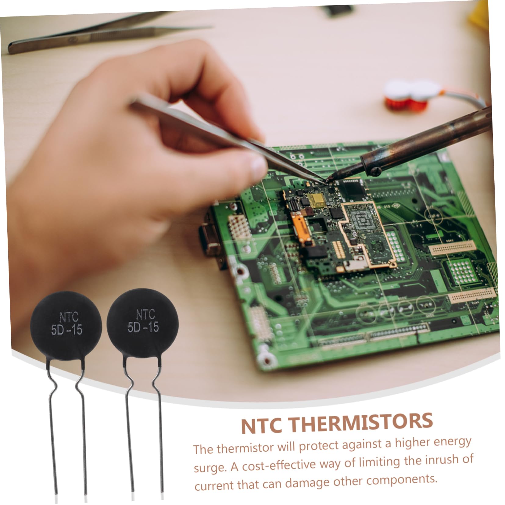 VILLFUL 20 Pcs Thermistor Extinguisher Ntc Inrush Current Limiter Heater Limiter Temperature Sensors 5d-15 Pt100 Rco410 Firing 74hc595 Thermal Resistor Thermister Kebt Synthetic Film Black