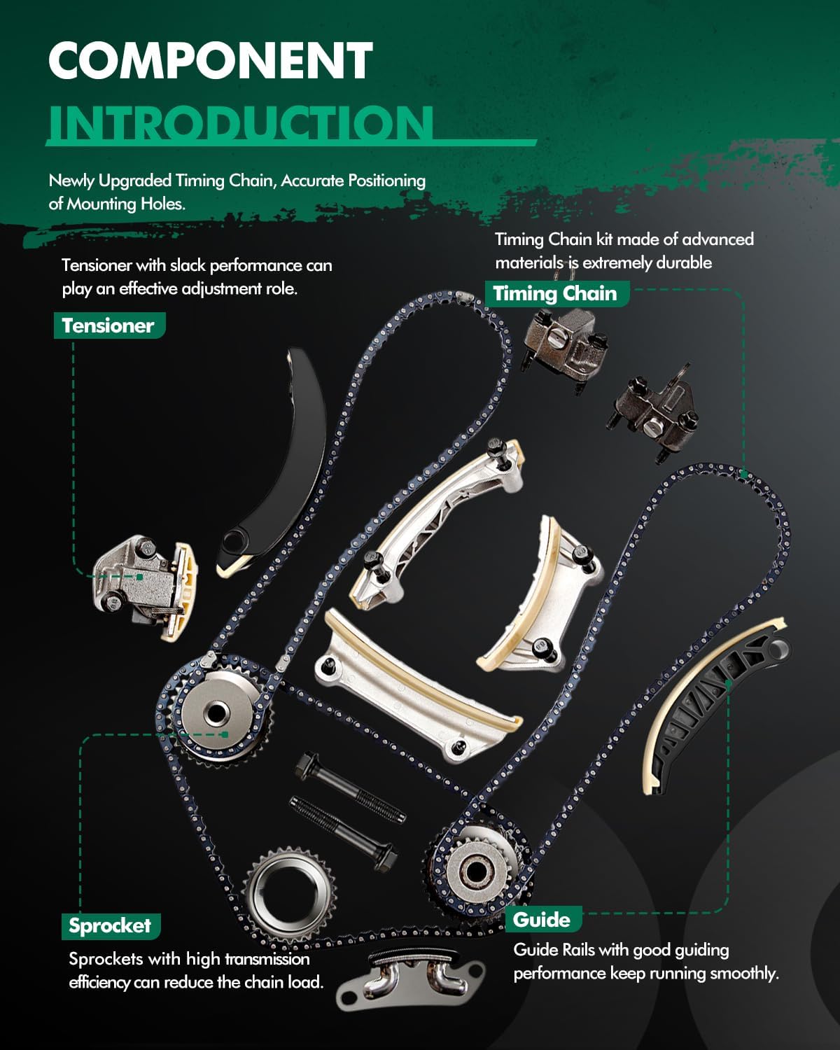 SCITOO Timing Chain Kit fits for 2007-2015 for Cadillac for Buick for Chevrolet for GMC for Saab for Saturn for Suzuki CTS SRX Enclave LaCrosse ATS XTS aro Ca 3.0L 2.8L 3.6L 3.2L 9-0753S - Image 3