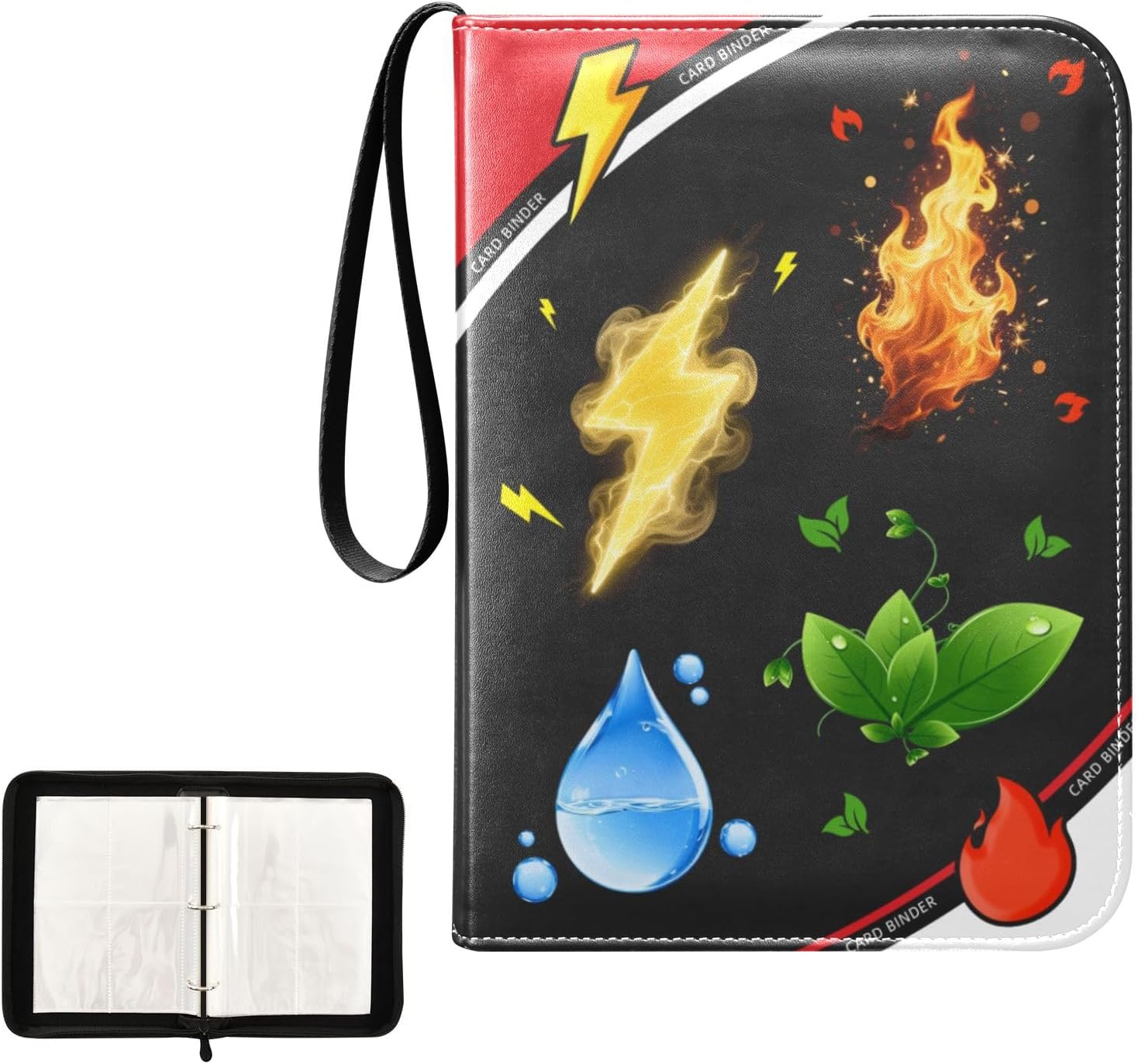 Card Binder 4 Pocket, Zipper Trading Card Binder Holder with 50 Removable Sleeves, Fits 400 Cards Collection Storage Album Case Organizer Book