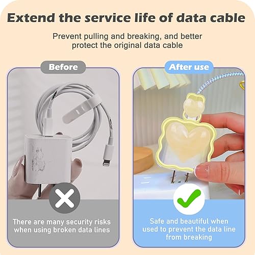 Miniatura 5 de Precioso protector de cable para cargador de iPhone, bonito diseño de mármol 3D de ondas de corazón, cargador USB de línea de datos, protector de