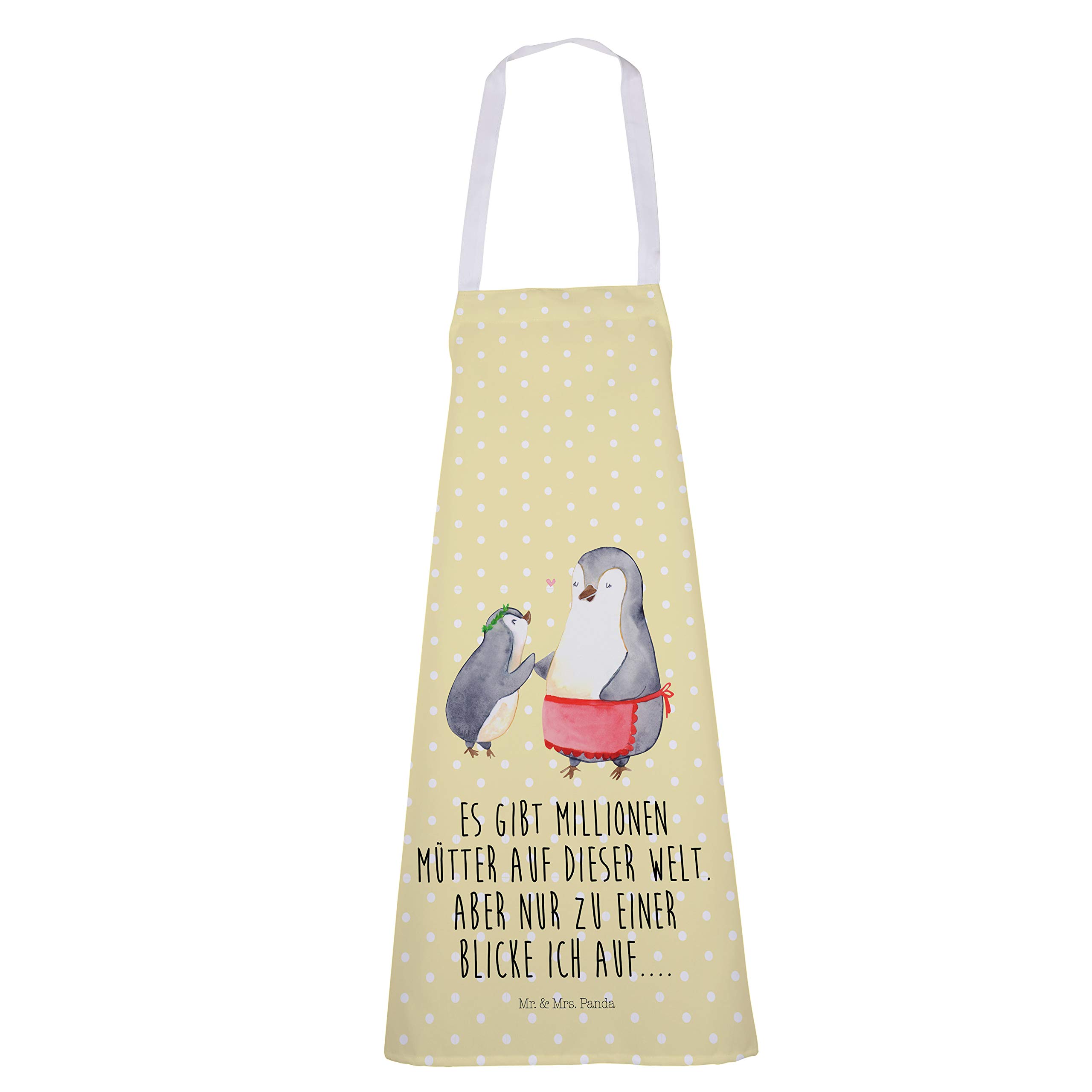 Mr. & Mrs. Panda Kochschürze Pinguin mit Kind - Geschenk, Gastro Schürze, Kellnerschürze, Küchenschürze, Muttertag, Mutter, Vorbild Mama, Küchenzubehör, Mami