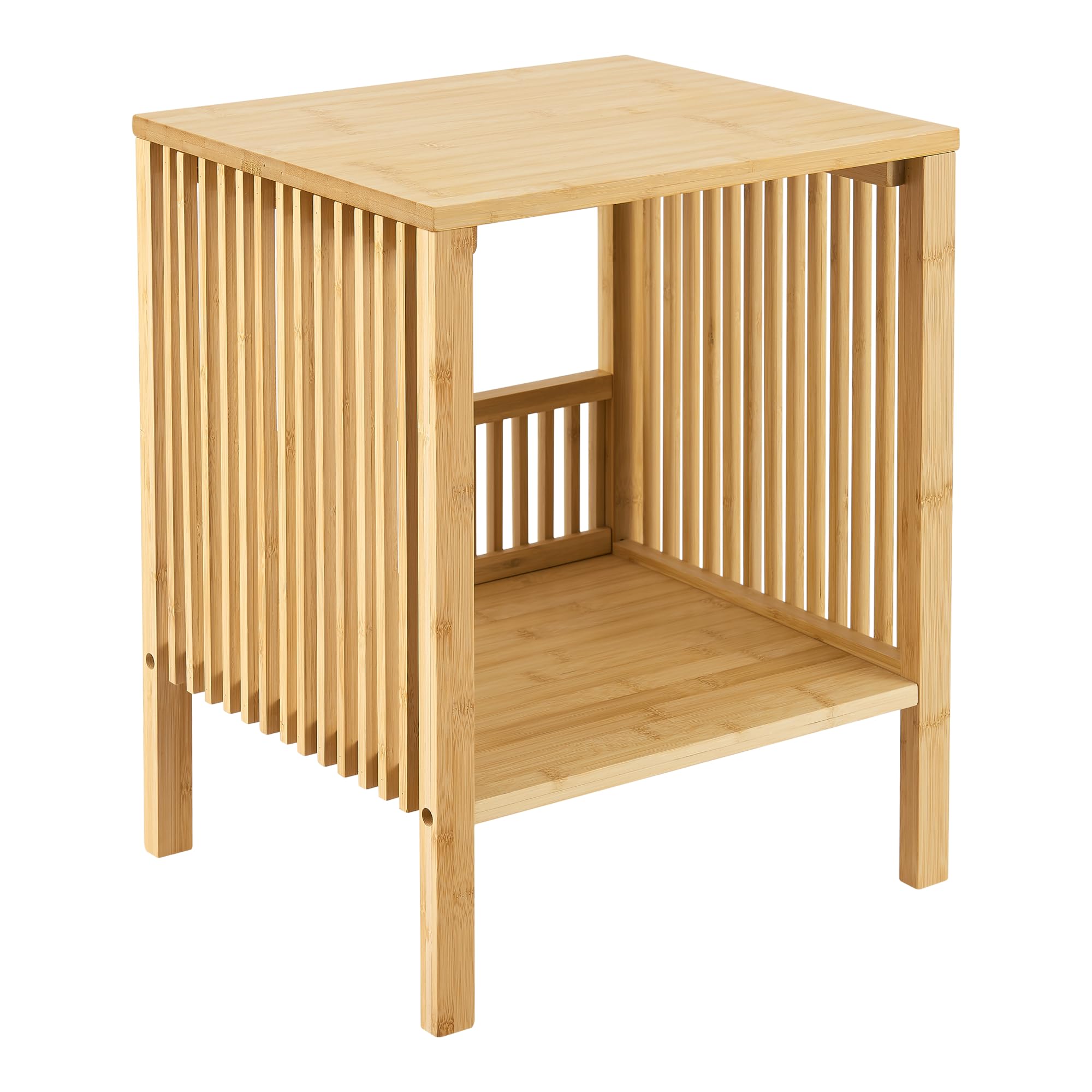 [en.casa] Beistelltisch 2er Set Varde Wohnzimmertisch 50 x 39 x 33 cm Nachttisch Sofatisch Nebentisch Kaffeetisch mit Ablagefach Bambus Naturfarben