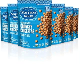 Saffron Road Organic Roasted Sea Salt Crunchy Chickpeas | High-Protein, ...
