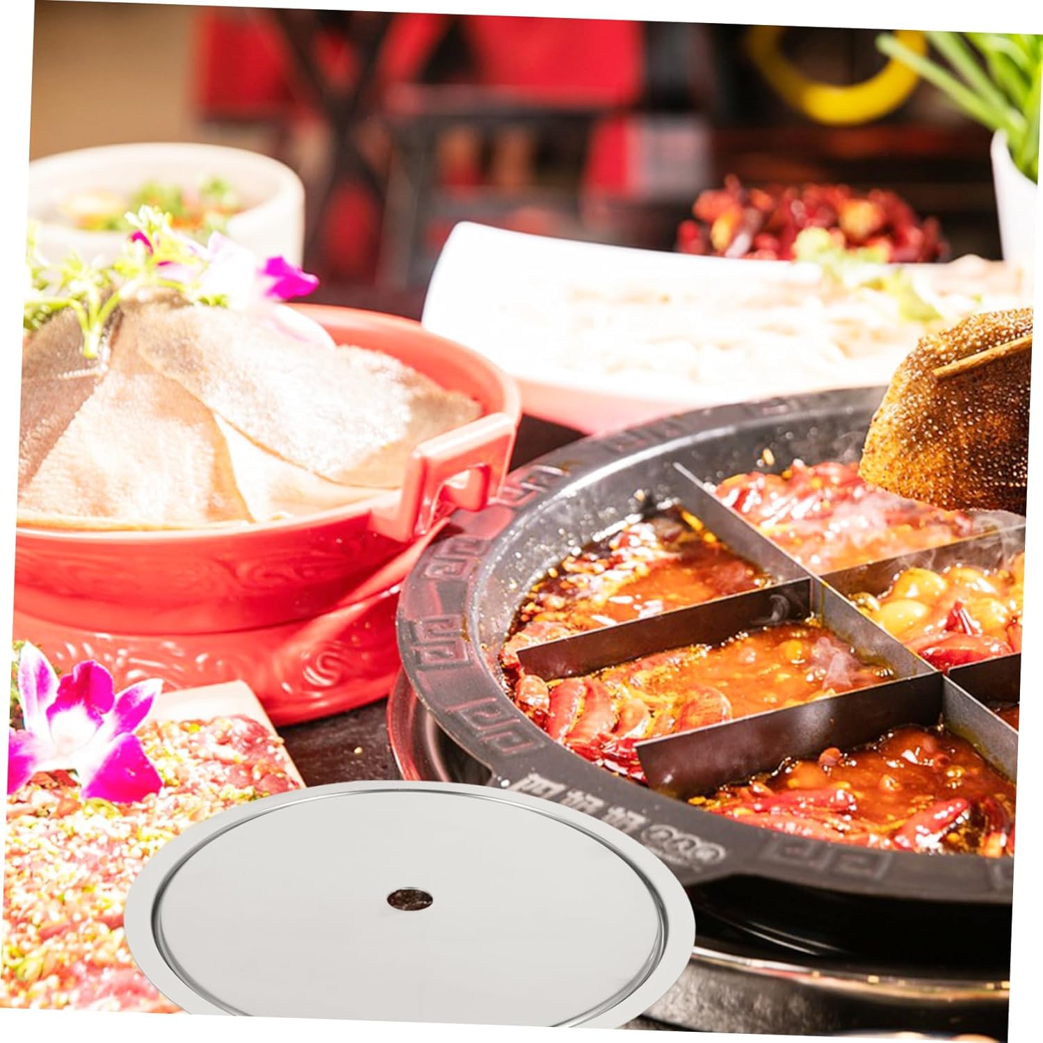 Cabilock Induction Cooker Lid and Sinking Ring Kit Stainless Steel Heat Diffuser for Gas Stove Induction Cookware Accessories