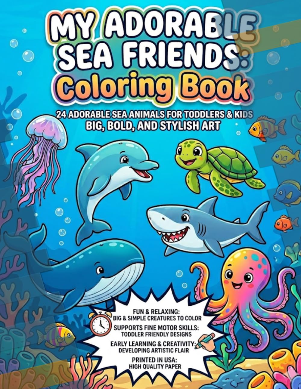Ocean Wonders Coloring Book and Aquatic Animals Coloring Book for Kids.