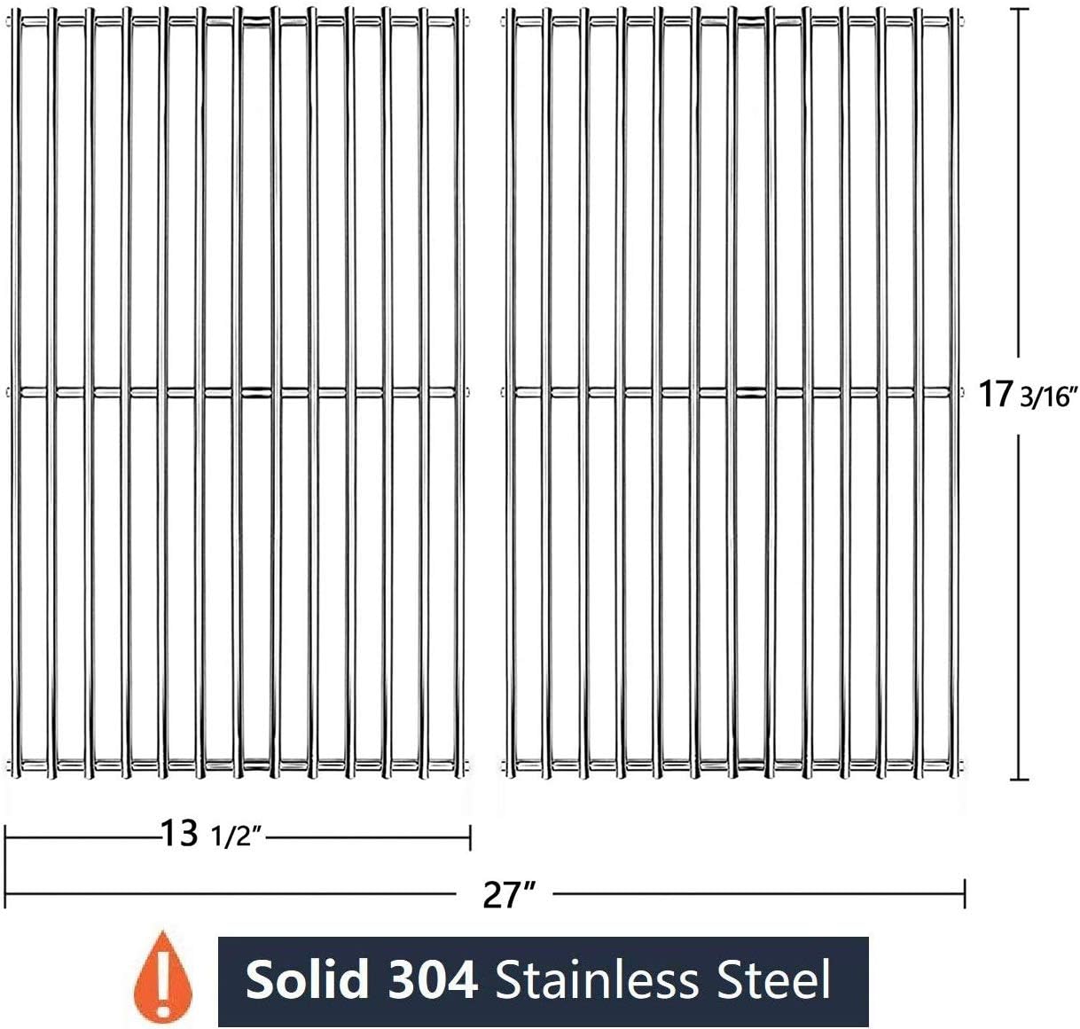 Hongso 17 3/16" X 13 1/2" Heavy-Duty 304 Stainless Steel Cooking Grates Replacement for Grillmaster 720-0697, Nexgrill 720-0697E, Uniflame GBC981W GBC981WBU Gas Grills