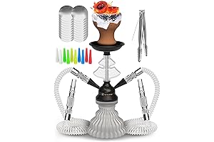 LilOne White Hookah - Portable Bong. With 2 Hoses. 12"