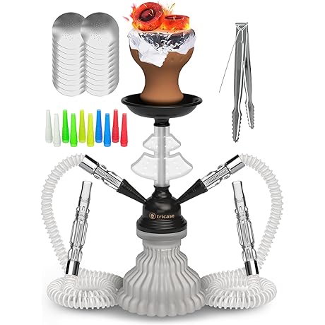 LilOne White Hookah - Portable Bong. With 2 Hoses. 12"
