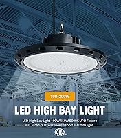 Vista 3 de Q QINGCHEN Luz LED UFO de 200 W de alta bahía de 5000 K, luz blanca diurna blanca con certificación ETL, accesorios de iluminación LED de almacén