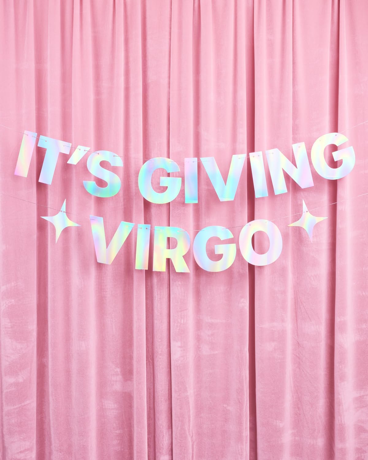 xo, Fetti It's Giving Virgo Banner - Iridescent Foil | 4 Ft. | Zodiac Birthday Sign, Horoscope Bachelorette Party Background, Astrology Bday Decorations image 5