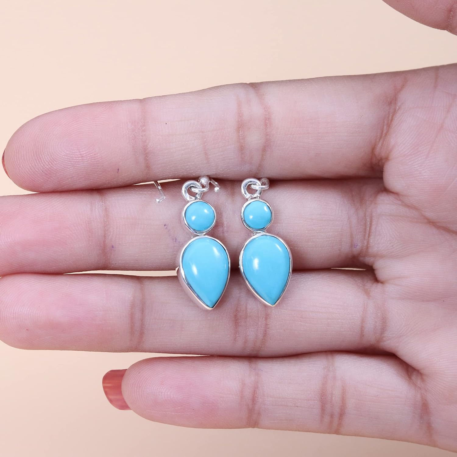 925 Sterling Silver Dangle Earrings with Arizona Sleeping Beauty Turquoise for Women - Elegant Gift for Mother's Day