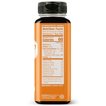 Date Syrup, Organic Sugar Substitute, 18 oz Squeeze Bottle Date Lady | Made From 100% Organic Dates; Vegan, Gluten Free and Kosher; Use in Coffee, Roasted Veggies, Oatmeal and Smoothies