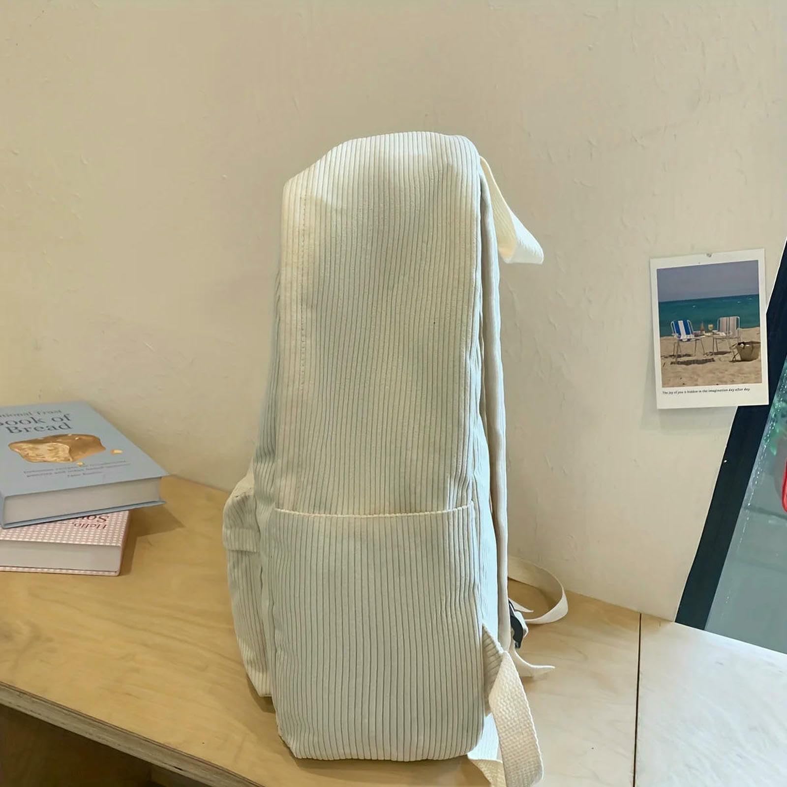 Zaino Casual in Velluto A Coste – Scolastico da Viaggio Unisex Stile Giapponese per L'uso Quotidiano dei Giovani-Cachi