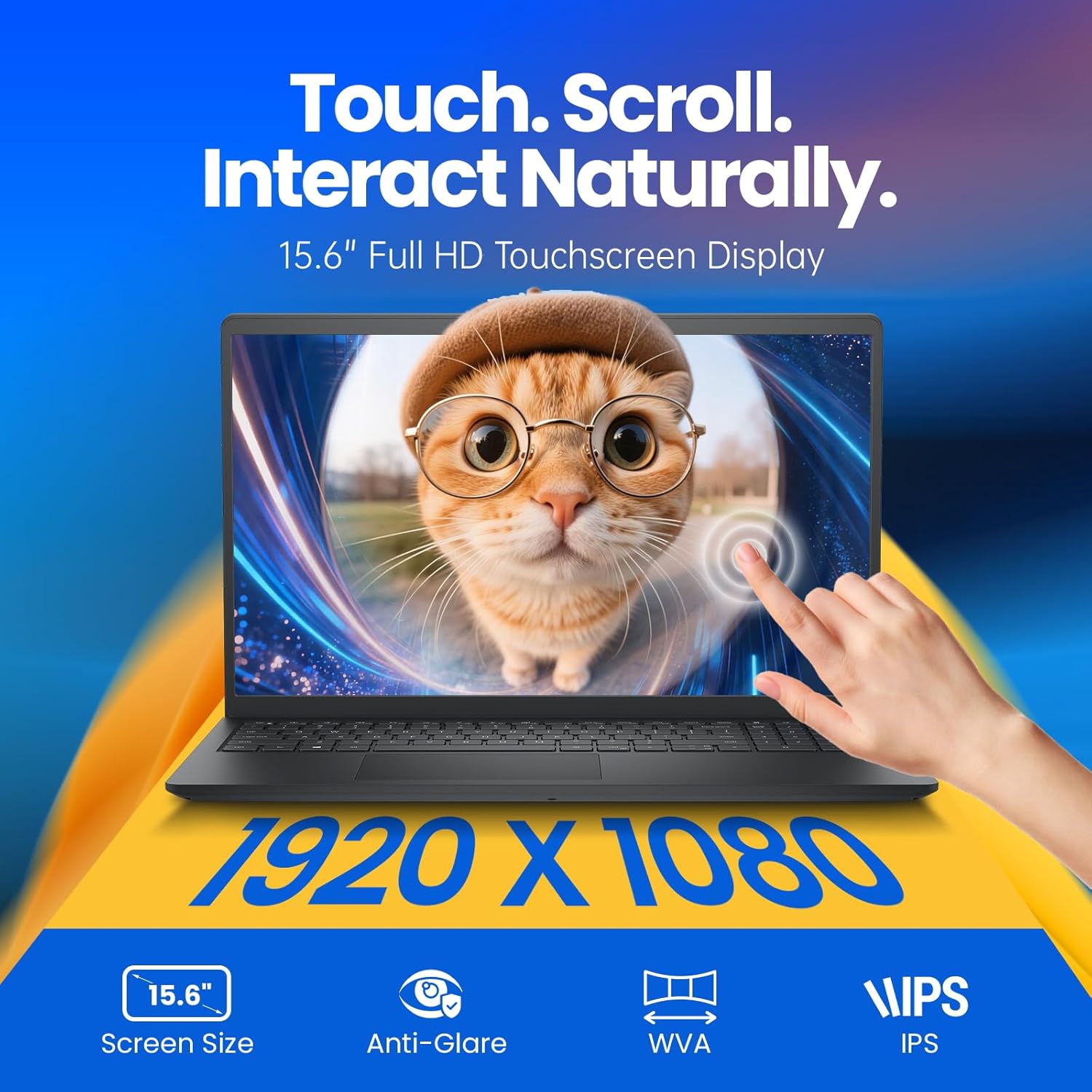 Dell Inspiron 15 Touchscreen Laptop Computer, 15.6" FHD WVA Anti-Glare, AMD Ryzen 7 7730U, 20GB RAM, 1TB SSD, Windows 11 Pro, Numeric Keypad, Copilot AI, Business & Students, Office 365 for The Web