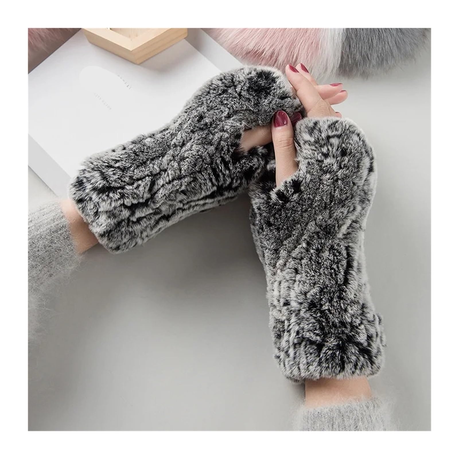 1 paio di guanti da donna in maglia caldi invernali all'aperto Per Inverno
