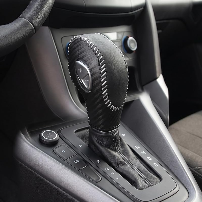 Capa de Manopla de Câmbio em PU para Ford Focus, Fiesta e Fusion, Costura Cinza