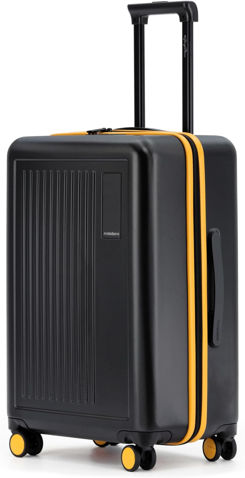 Check-in Suitcase|64cm|65L|German Makrolon Polycarbonate Hardshell|TSA-Approved Lock|8 Silent Ninja Wheels|YKK Zippers|For 7-14 Day Trips|Mokobara Transit Luggage|Black&Yellow(Money Moves Sunray 2.0)