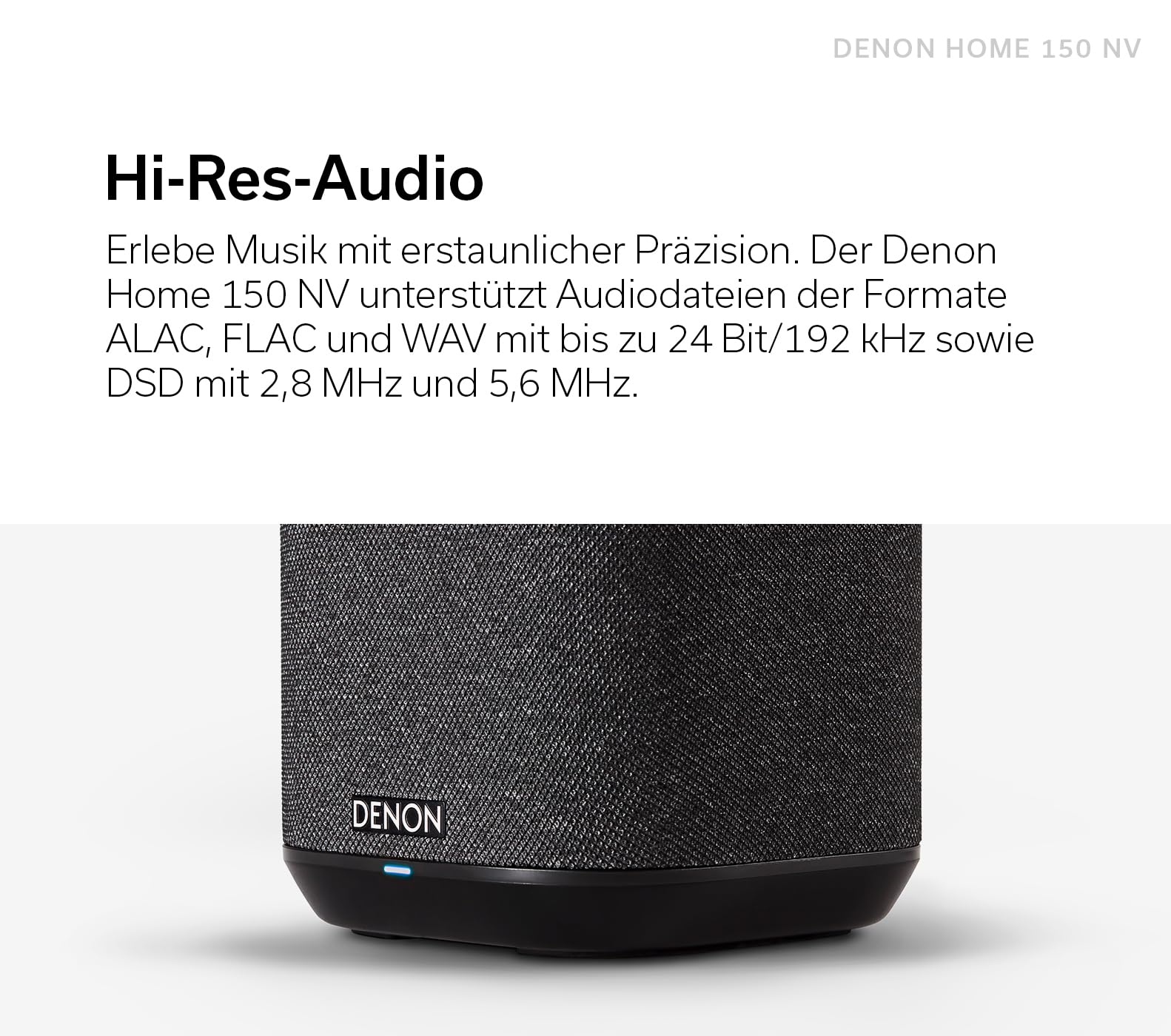 Denon Home 150 NV kabelloser Lautsprecher mit integrierter HEOS Multiroom-Technologie, Bluetooth, Apple AirPlay 2, Schwarz