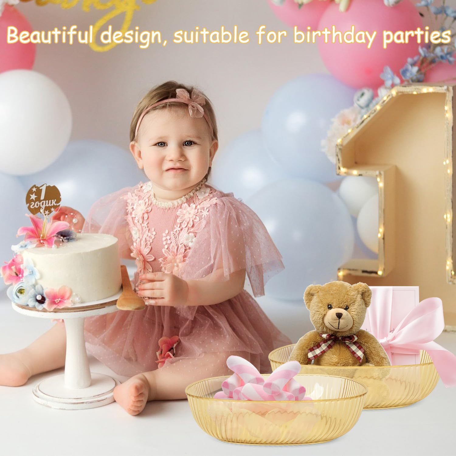 Plastic Serving Bowls, 12 Pack 64 Oz Large Plastic Bowl Gold Serving Bowls For Party, Chip Bowls For Parties Party Snack Fruit Bar Buffet Catering (Gold)